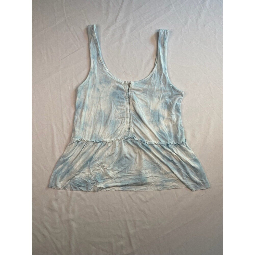 American Eagle Soft and Sexy Tank Top Womens Small Tie Dye Light Blue Ruffled